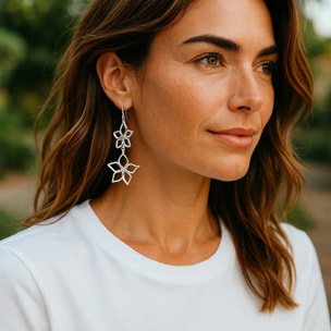 Pendiente doble largo Irregular Blom en plata chapado 10µ gancho