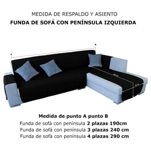 Funda de sofá chaise-longue 4 Plazas ELEGANT REVERSIBLE- ADAPTABLE A AMBOS LADOS Negro