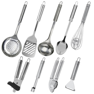 Ensemble de 9 ustensiles de cuisine inox Fackelmann Ovale