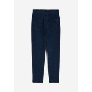 Jeans skinny in denim navetta scuro con cuciture in tono colore