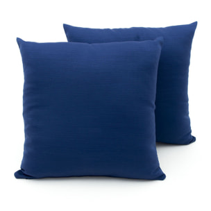 Coppia Cuscini Arredo In Tessuto Ottoman Tinta Unita Blu 61