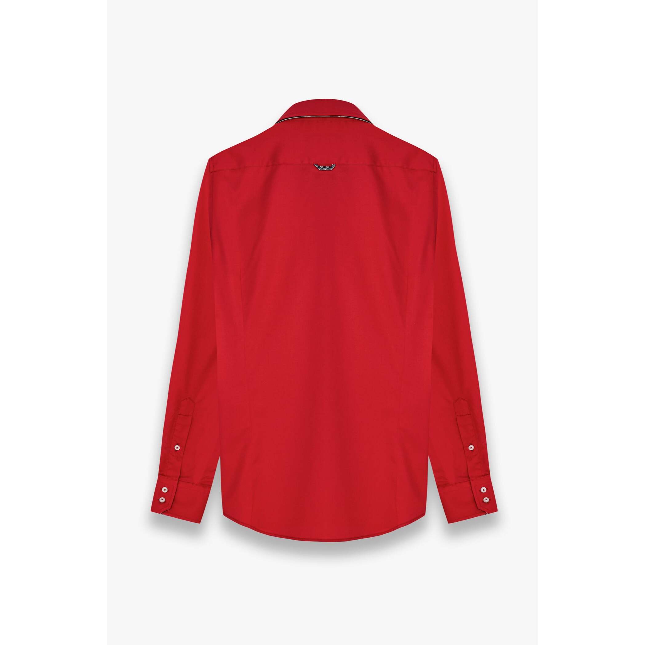 Camicia Uomo 2 Bottoni Button Down Slim Satin Unito Rosso