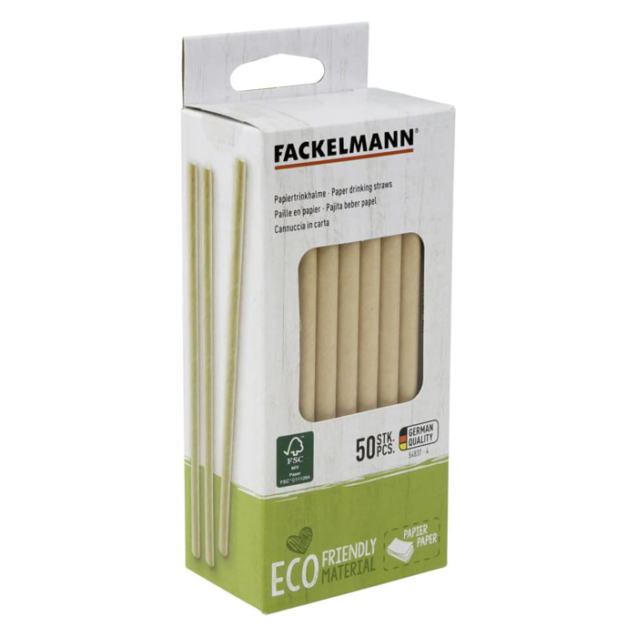Boite de 50 pailles en papier rigide brun 15 cm Fackelmann Nature