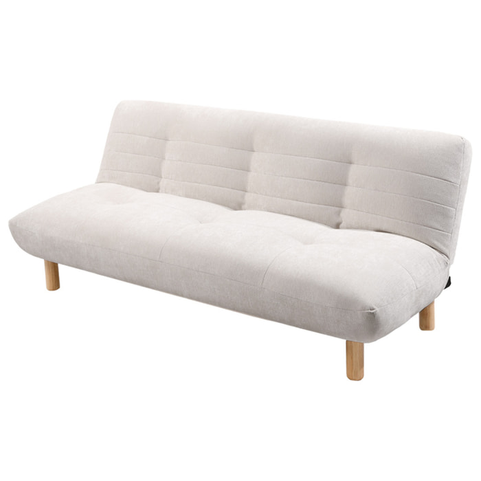 Soan - Banquette 3 places convertible clic-clac en velours texturé - Beige