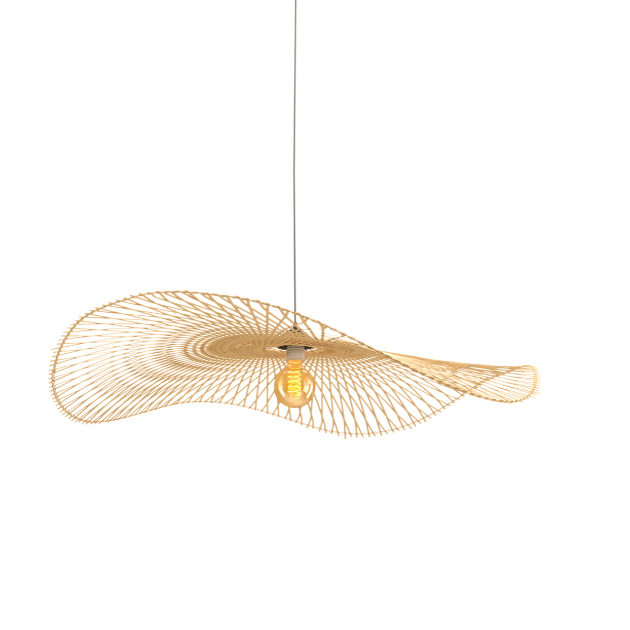 Suspension D100 cm en bambou avec fil noir - Jipi