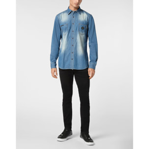 PHILIPP PLEIN Denim Shirt SKULL&BONES