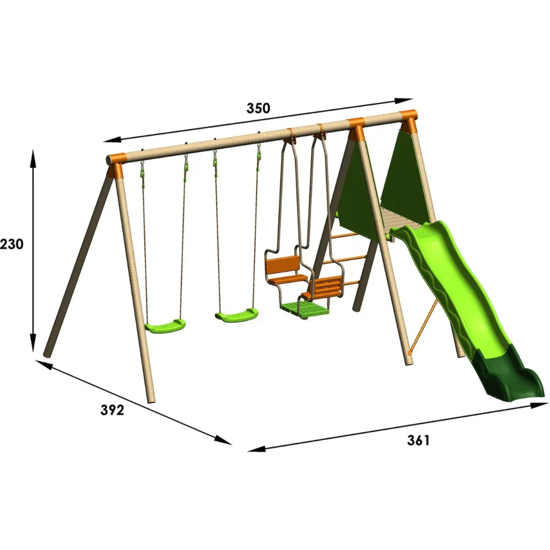 Balançoire en bois 2,30 m Topwood ZALMI - 6 enfants