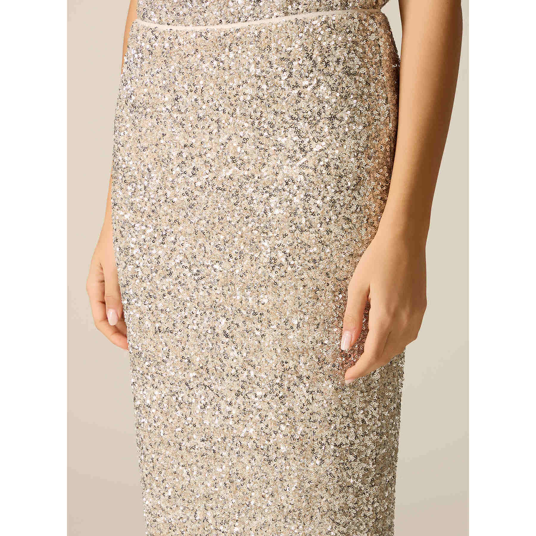 Oltre - Gonna tubino in tulle con paillettes - Oro