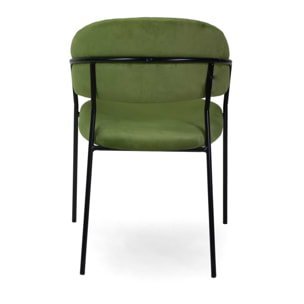 Poltrona Chloe Vacchetti in velluto verde con struttura nera cm59x51h83,5