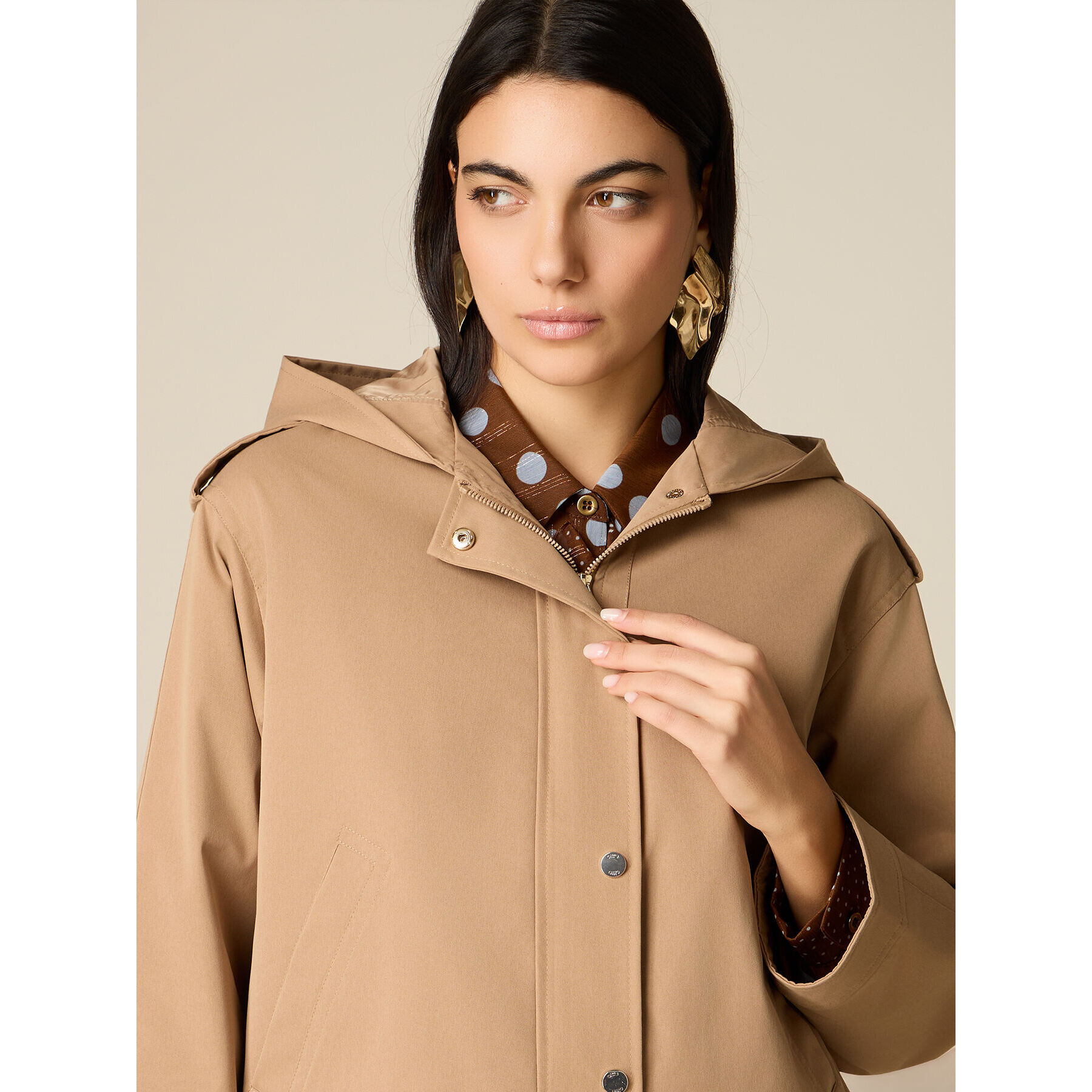 Oltre - Parka corto con cappuccio - Beige