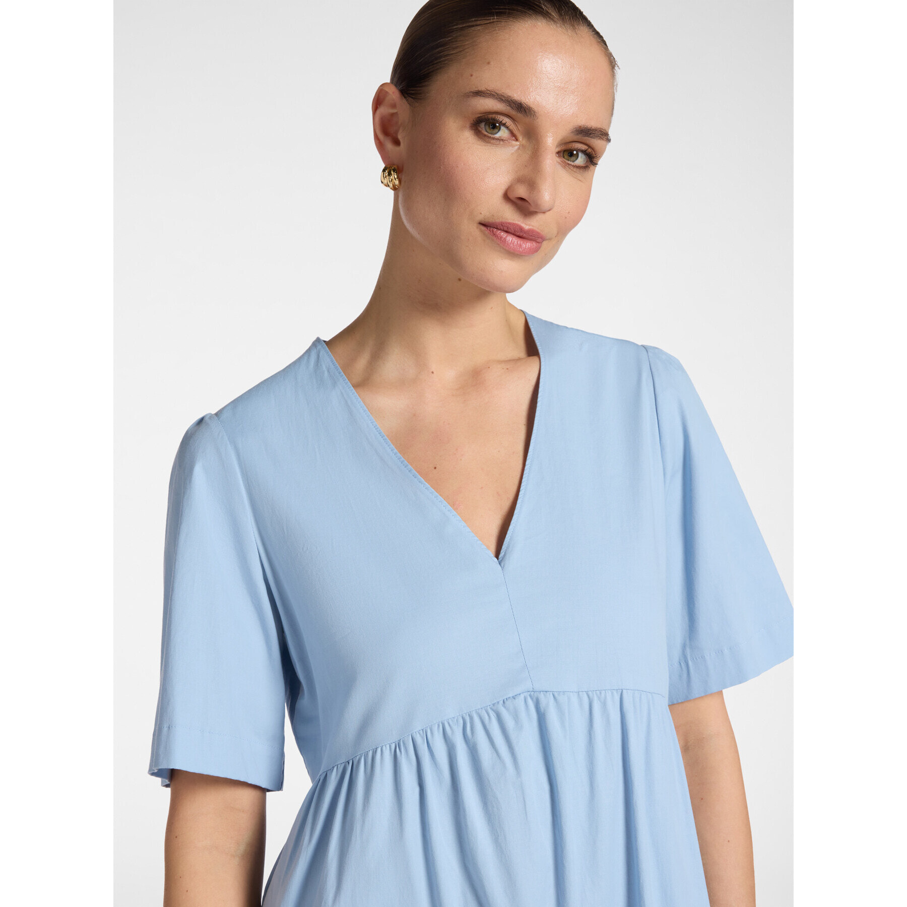 Elena Mirò - Vestito midi con volants - Azzurro