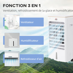 Refroidisseur d'air oscillant ventilateur humidificateur 3 en 1 - timer, télécommande, affichage LED - blanc