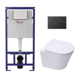 Pack WC bâti ECO 2L + WC suspendu Swiss Aqua Technologies + plaque noir (STESTINWR02-FR)