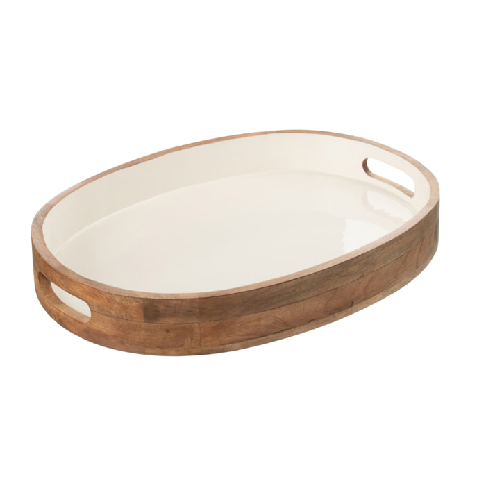 J-Line plateau Kos - bois - brun et blanc