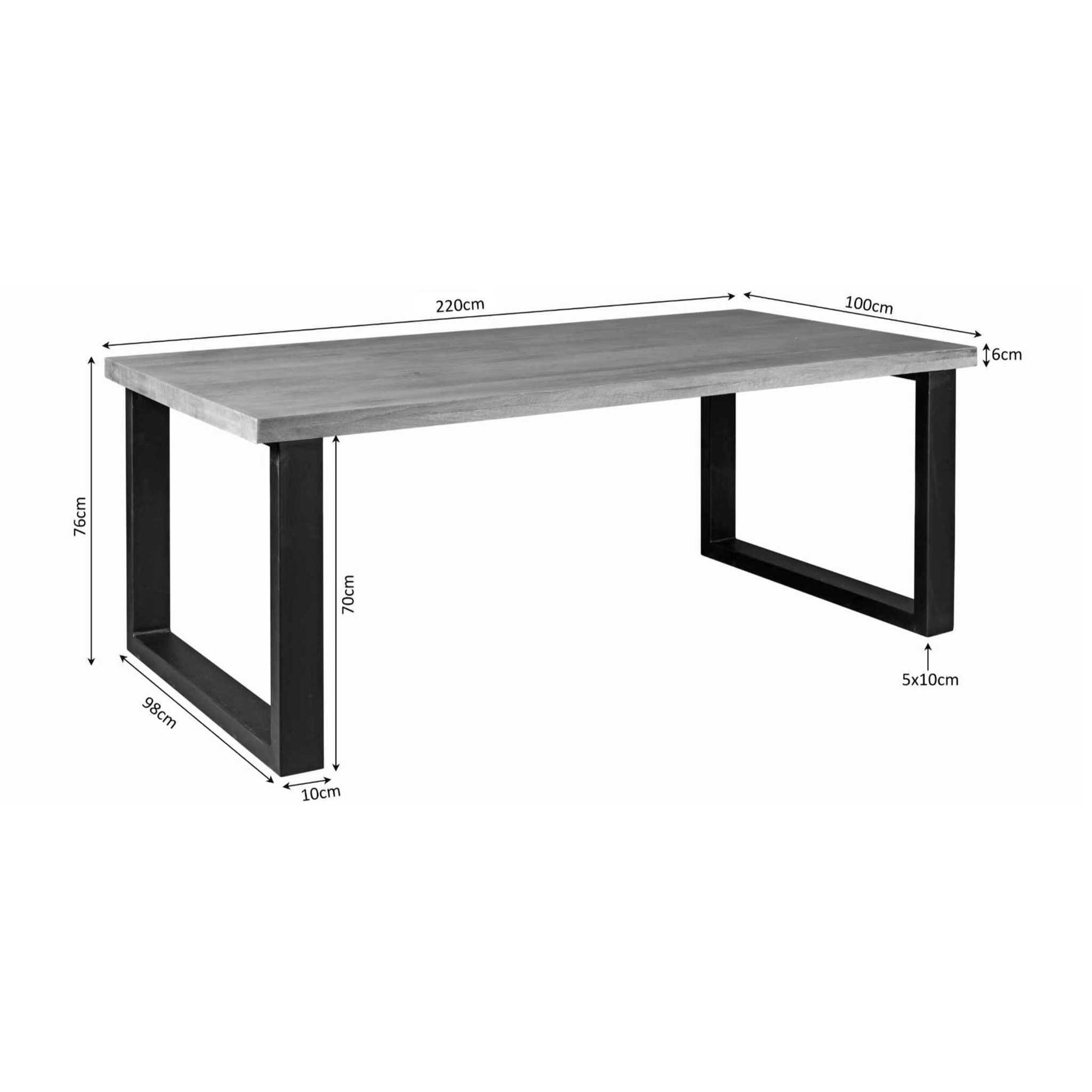 Table à manger bois pied en U 220 cm RIVANO