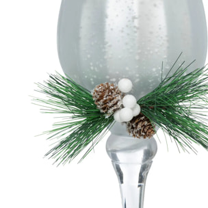 Lot de 3 photophore verre à pied H.30cm argent