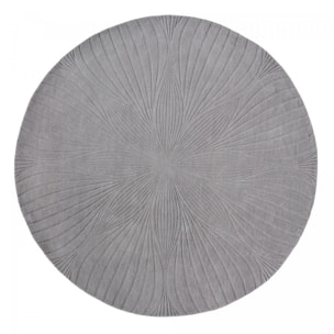 Tapis rond fait à la main en laine motif faux uni QUITA