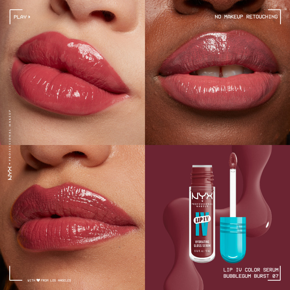 NYX Professional Makeup, Lip IV, Gloss, jusqu'à 12h d'hydratation, hautement pigmenté, fini brillant, Bubblegum Burst