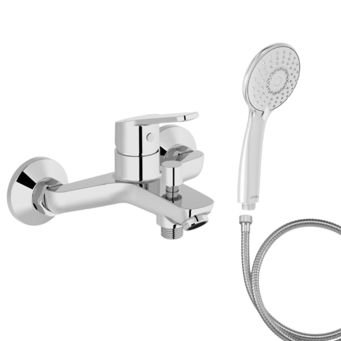 Mitigeur baignoire Aimé + pommeau de douche Juliette + flexible de douche métal