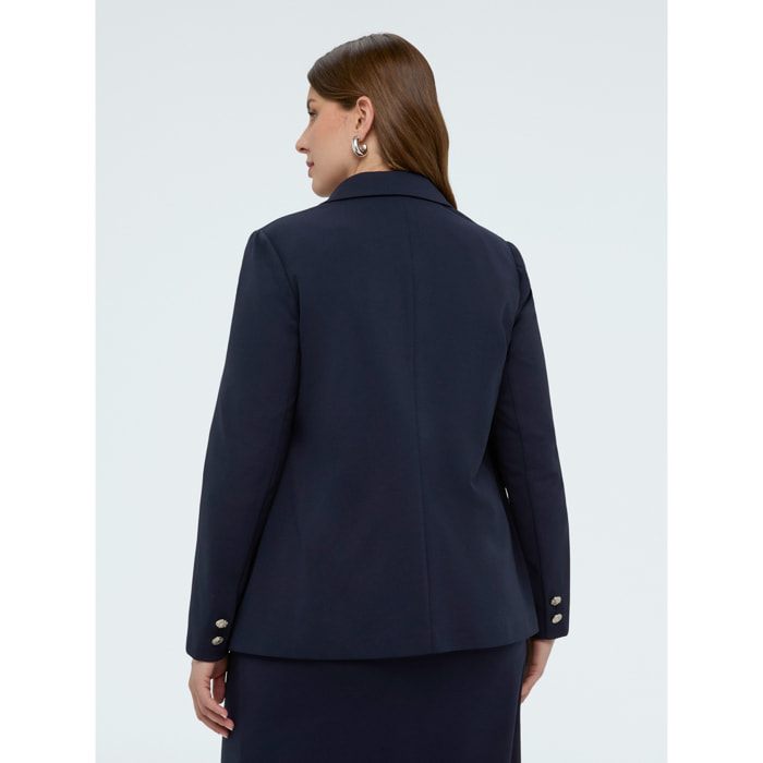 Fiorella Rubino - Blazer effetto doppiopetto in tessuto stretch - Blu