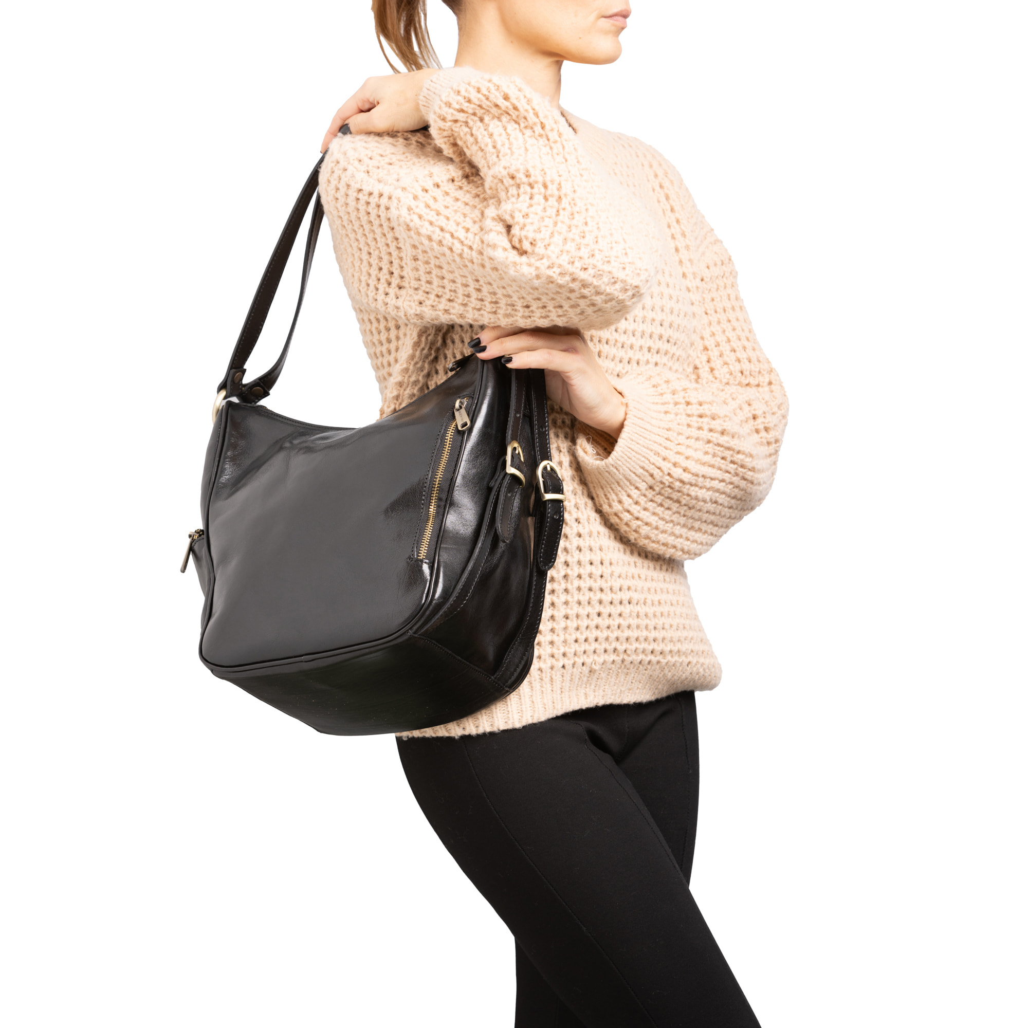 Borsa a spalla  da donna In Vera pelle Made in Italy 31x28x20 cm