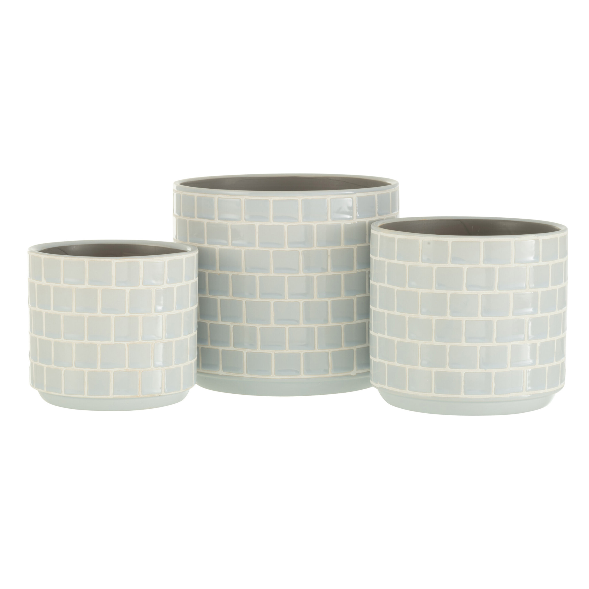 J-Line cache-pot Brillant - céramique - bleu - large - Ø 17 cm