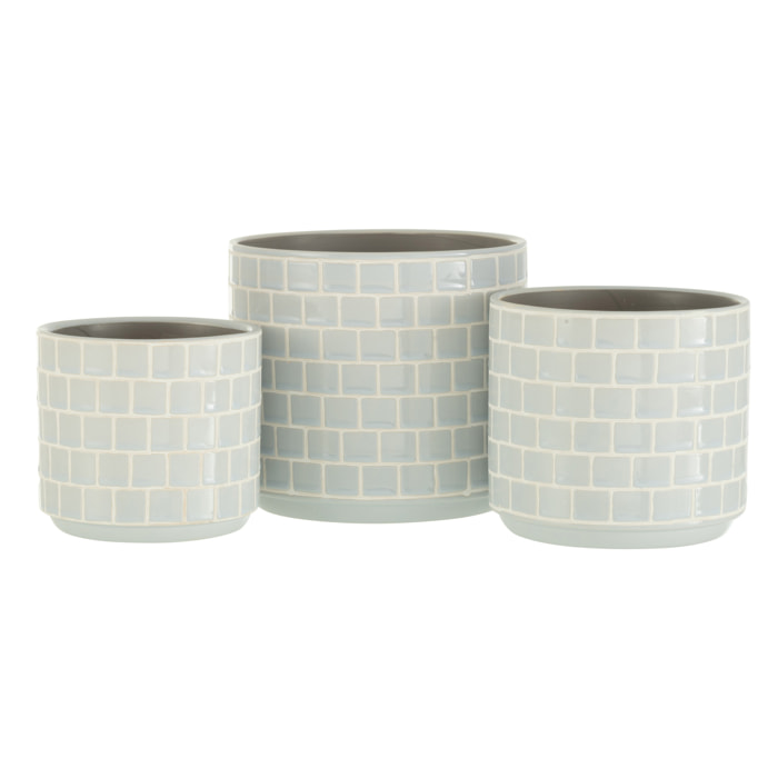 J-Line cache-pot Brillant - céramique - bleu - large - Ø 17 cm