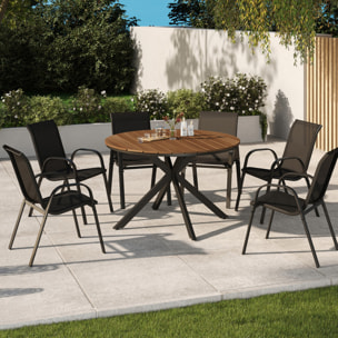 Table de jardin Milazzo ronde en polywood et pieds croisés 120cm
