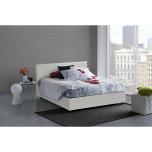 Letto matrimoniale Ariella, Letto contenitore con rivestimento in ecopelle, 100% Made in Italy, Apertura frontale, adatto per materasso Cm 160x200, Bianco