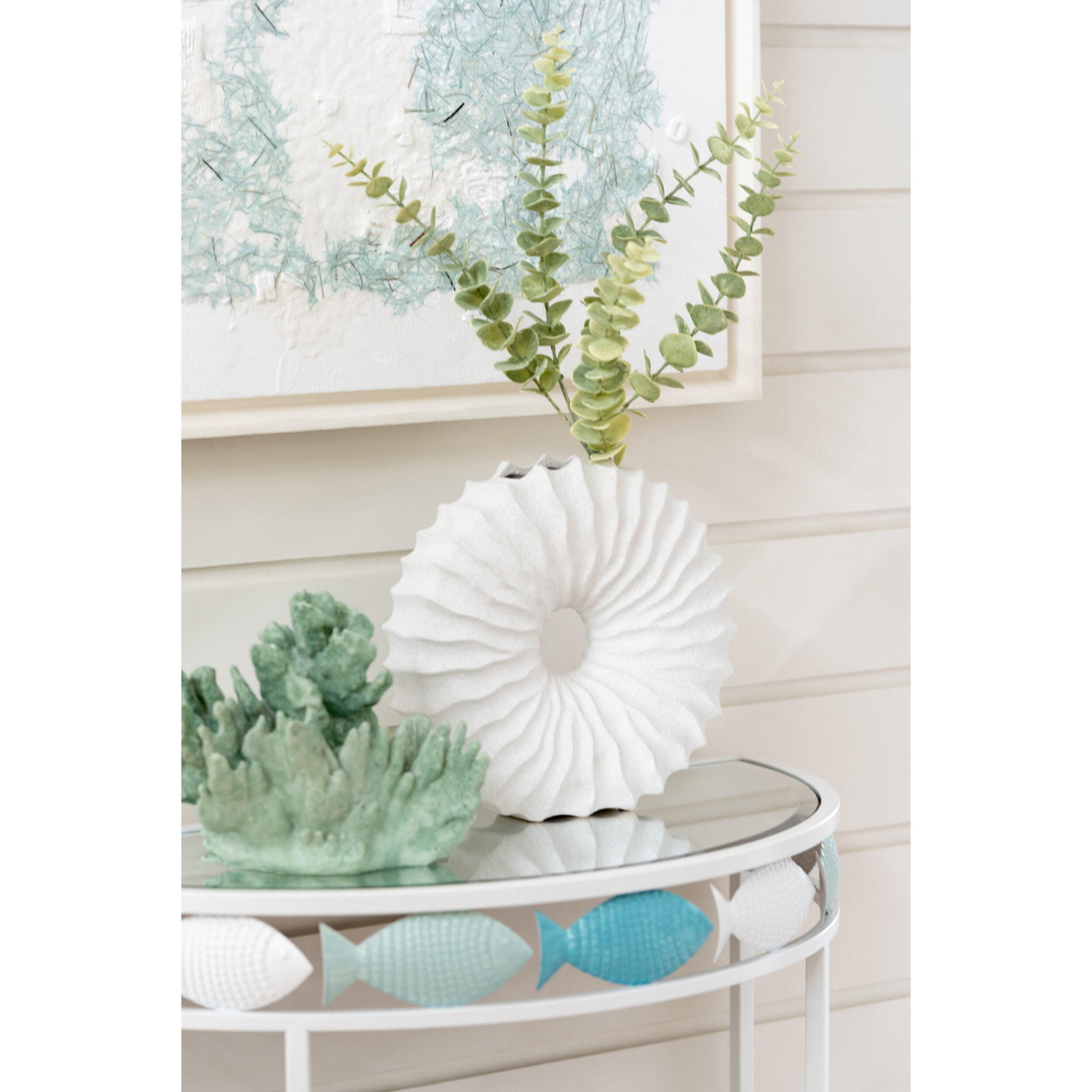 J-Line Corail décoratif - polyrésine - vert menthe - large