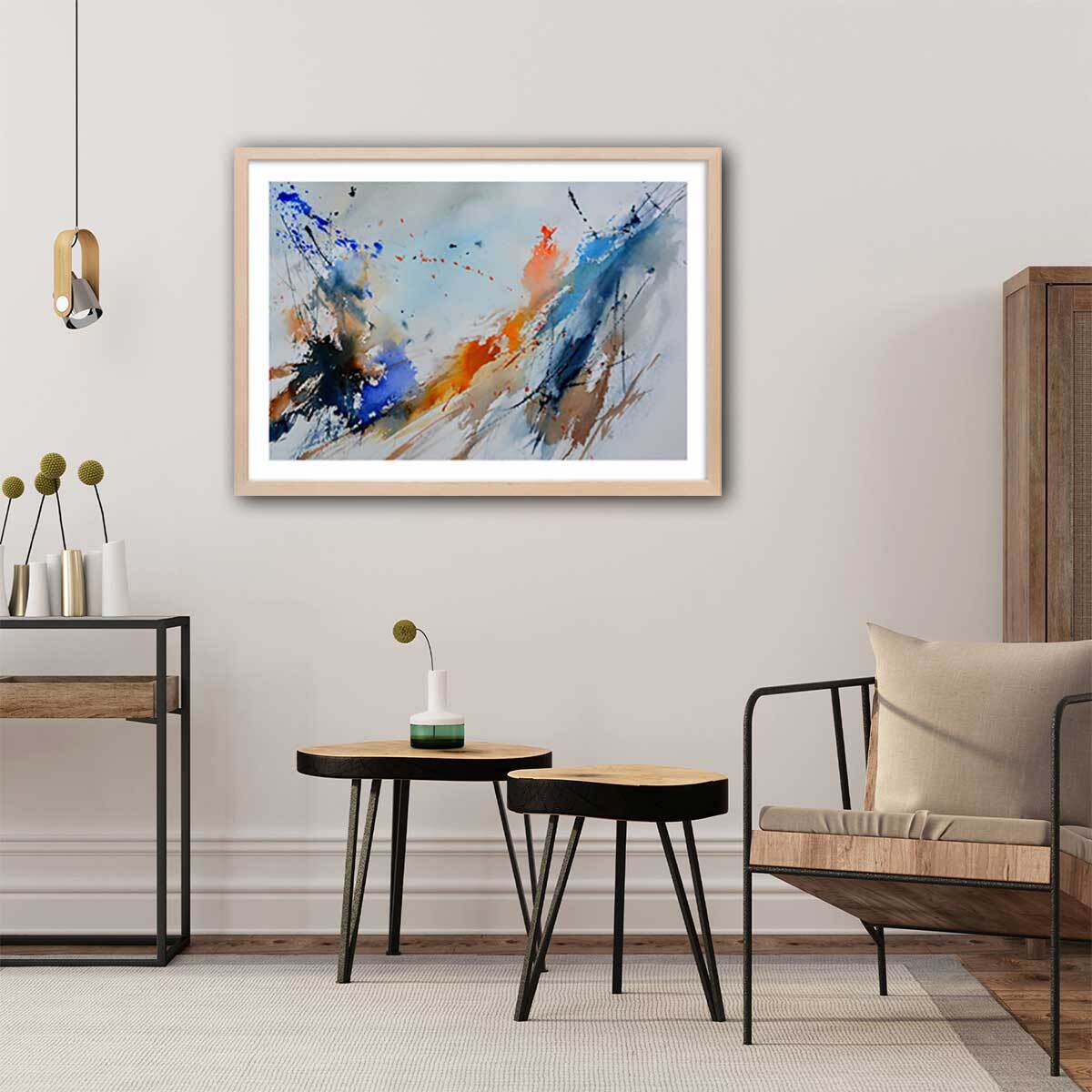 Affiche abstrait Pochoir et tâches d'encres Affiche seule