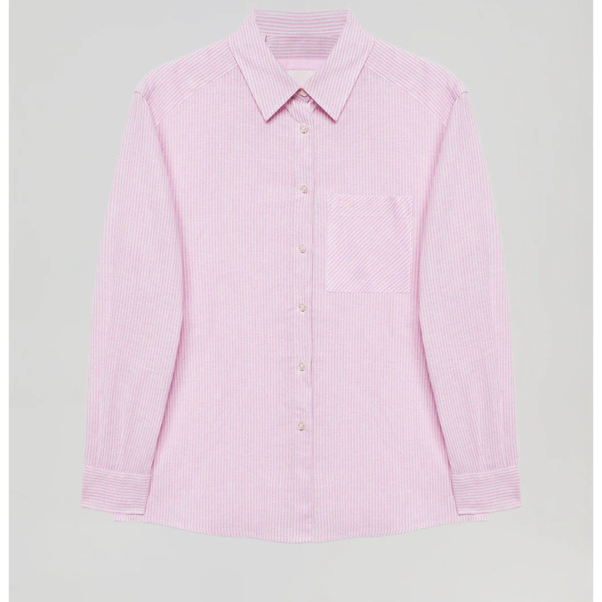 Camicia a righe rosa in lino e cotone con particolari Rigby Go