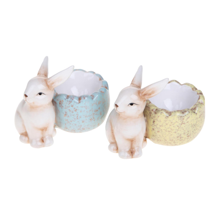 Set 2 conigli con contenitore - Colore Assortite - 15,5xH9x21cm - Bianchi Dino