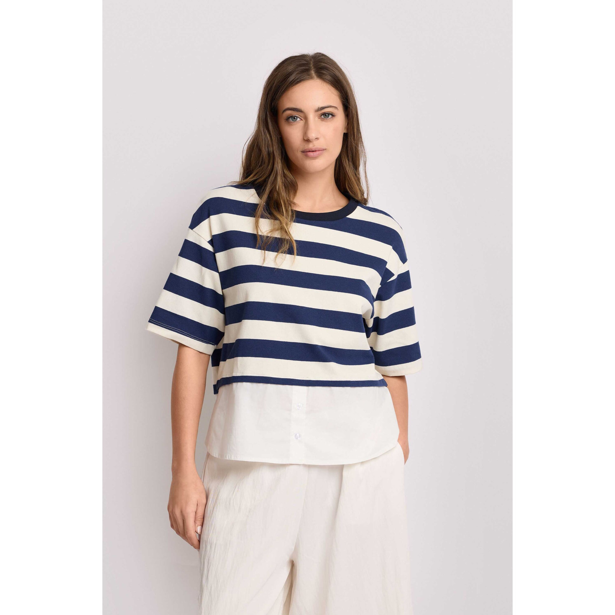 Kocca - T-shirt a righe effetto layering Donna
