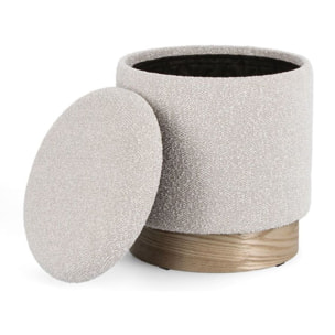 Set di pouf contenitore ZOYA grigio chiaro e legno di frassino