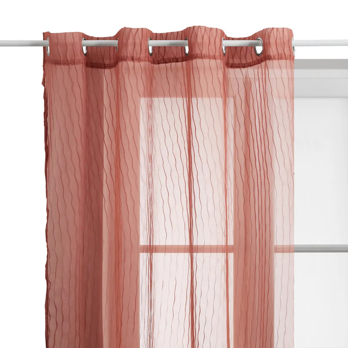 Voilage Mila rayures texturées140x240cm terracotta