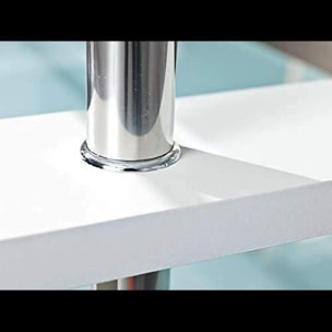 Tavolino Basso Rettangolare Salotto In Vetro E Legno MDF Soggiorno Salone Sala Pranzo Tavolo Caffè Ripiano Moderno Elegante Bianco 100 x 60 x 45 cm