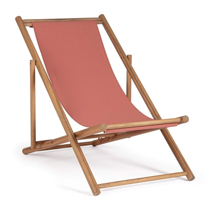 Set di sdraio MONSARAZ in legno di acacia e tessuto terracotta