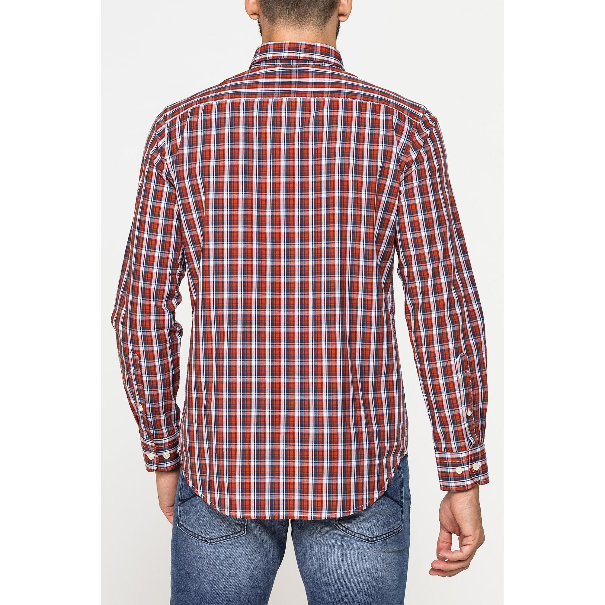 CAMICIA FANTASIA TINTO FILO CON COLLO BUTTON-DOWN