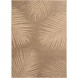 LINORA - Tapis intérieur/extérieur beige effet jute à motif feuille