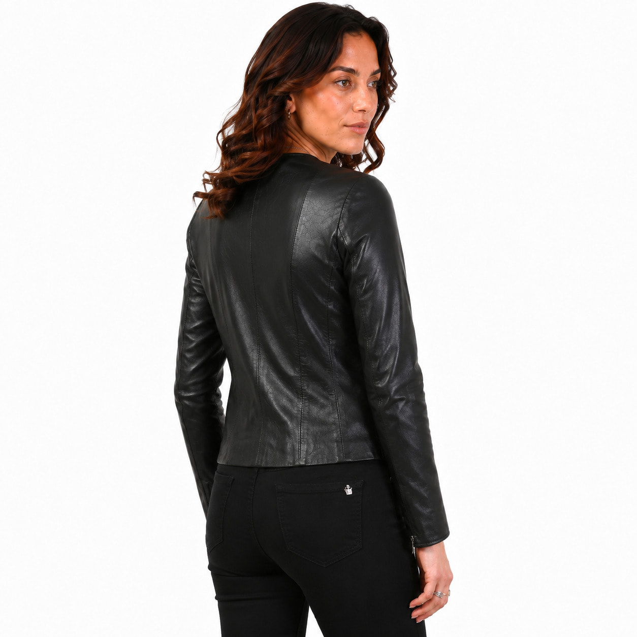Giubbino in pelle di vitello nappa Nero-Slim Fit