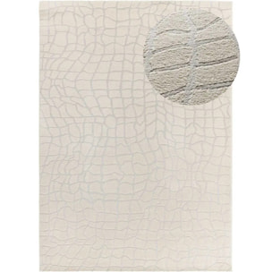 BARESA Alfombra moderna con relieve en tonos crema y gris, varias medidas disponibles