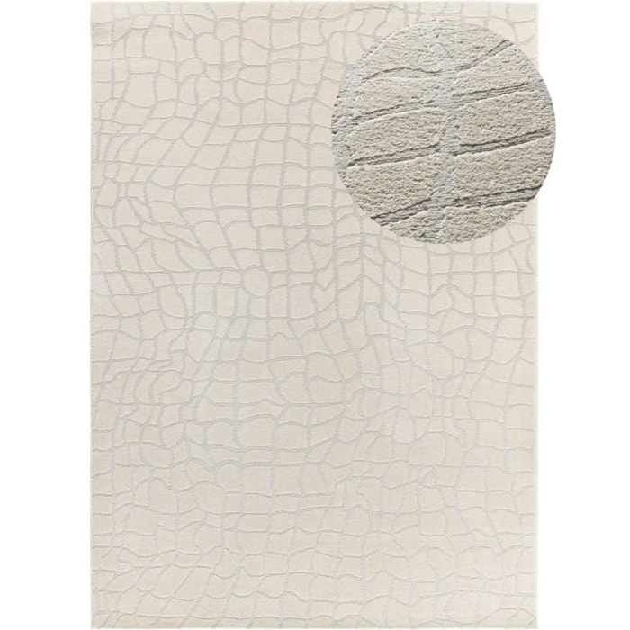 BARESA Alfombra moderna con relieve en tonos crema y gris, varias medidas disponibles