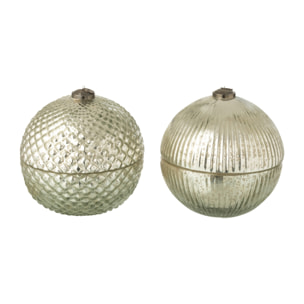 J-Line bougie parfumée Boule De Noël - verre - argent - large - 2 pcs