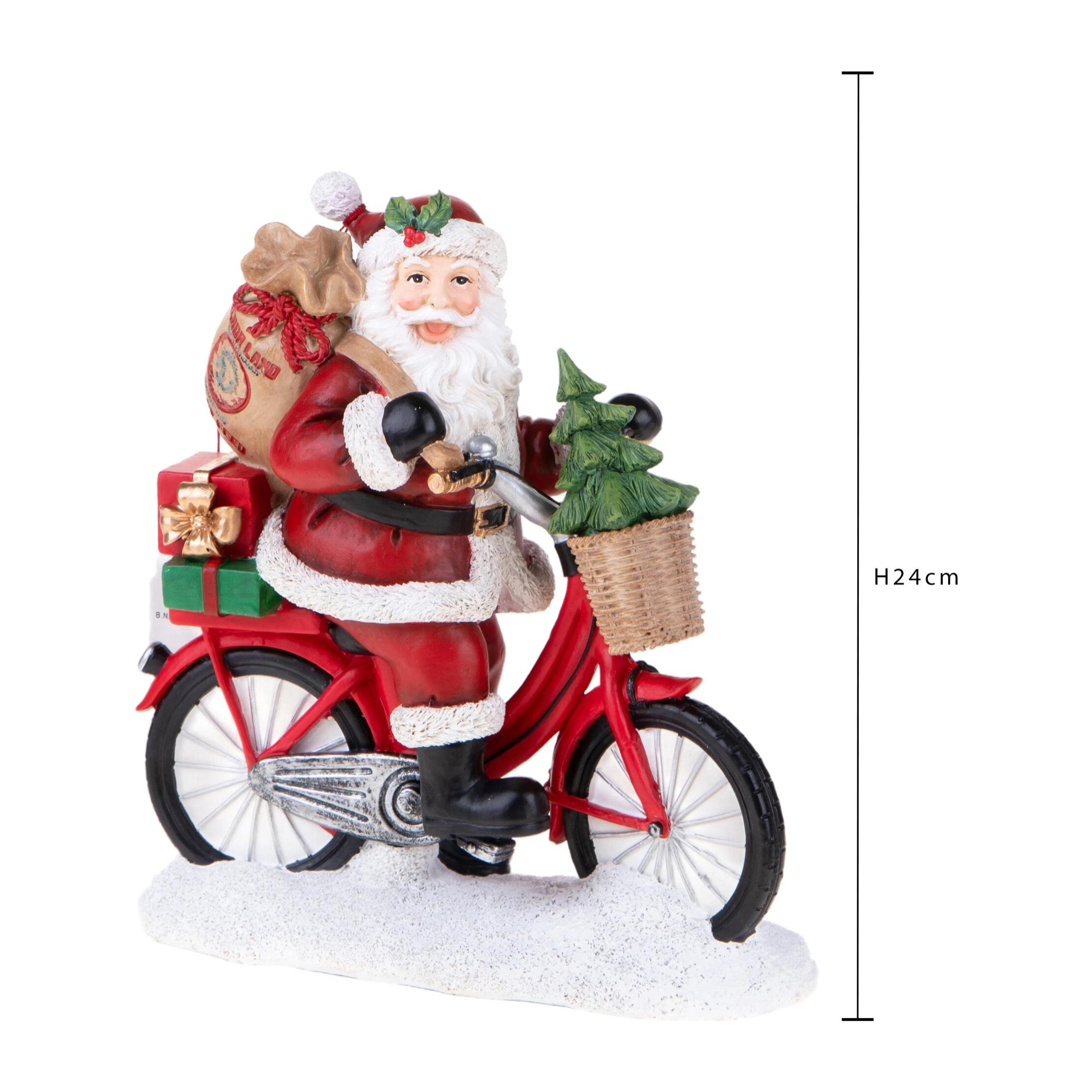 Babbo Natale in Bici - Pezzi 1 - Colore Rosso - 21x24Hx11,4cm - Bianchi Dino