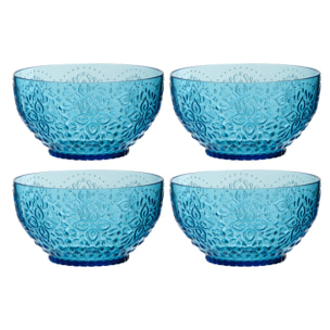J-Line Boite 4 Bols Plastque Azur