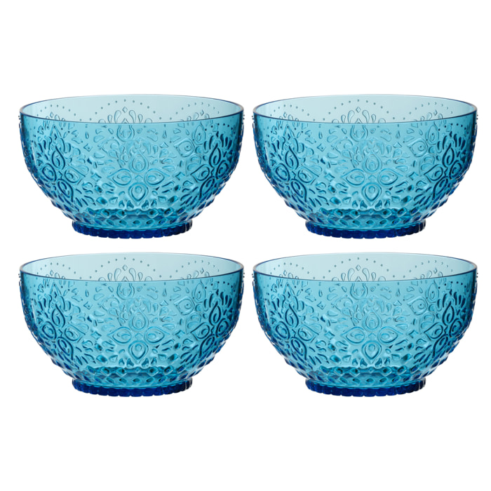 J-Line Boite 4 Bols Plastque Azur