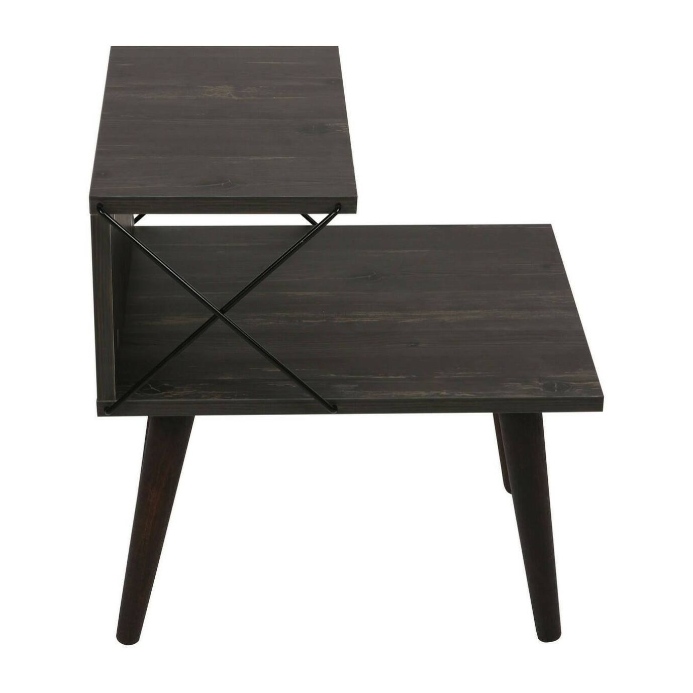 Comodino Newton, Comò basso, Tavolino da notte, Mensola da letto, 50x40h55 cm, Grigio Cenere