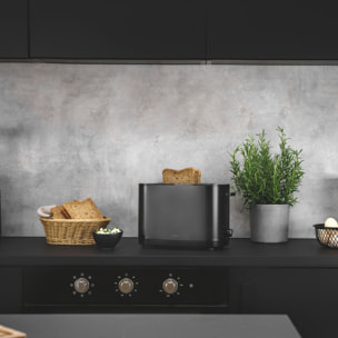 Grille-pain Grille permettant de réchauffer des petits-pains, 2 fentes 2 tranches, Noir mat