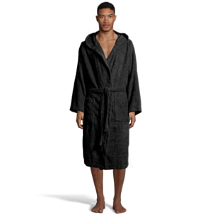Bassetti Morbido Accappatoio 400 gr con Cappuccio 100% Cotone Uomo Donna Spugna Taglie Forti - ITALY Designed - Collezione MONIQUE - NERO 26